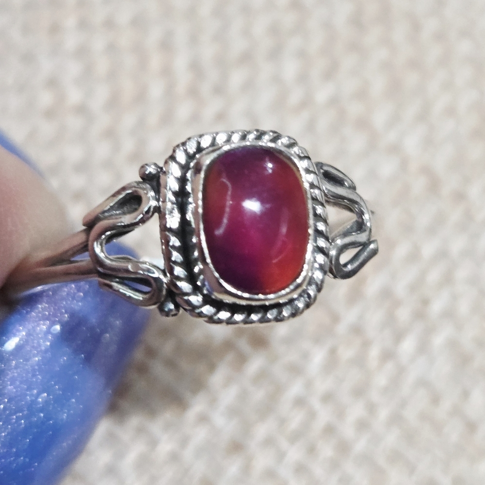 Elegant Silver and Aurora Opal Gemstone Ring